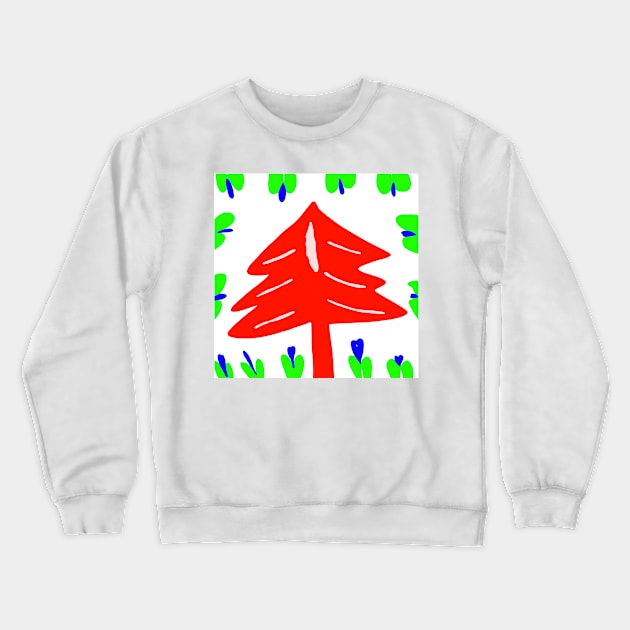 red tree green leaves background Crewneck Sweatshirt by Artistic_st